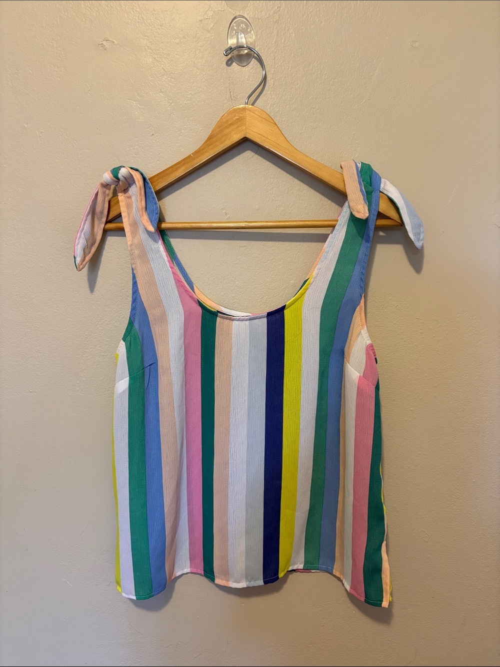 Women’s Multicolor Striped Tie-Shoulder Tank Top